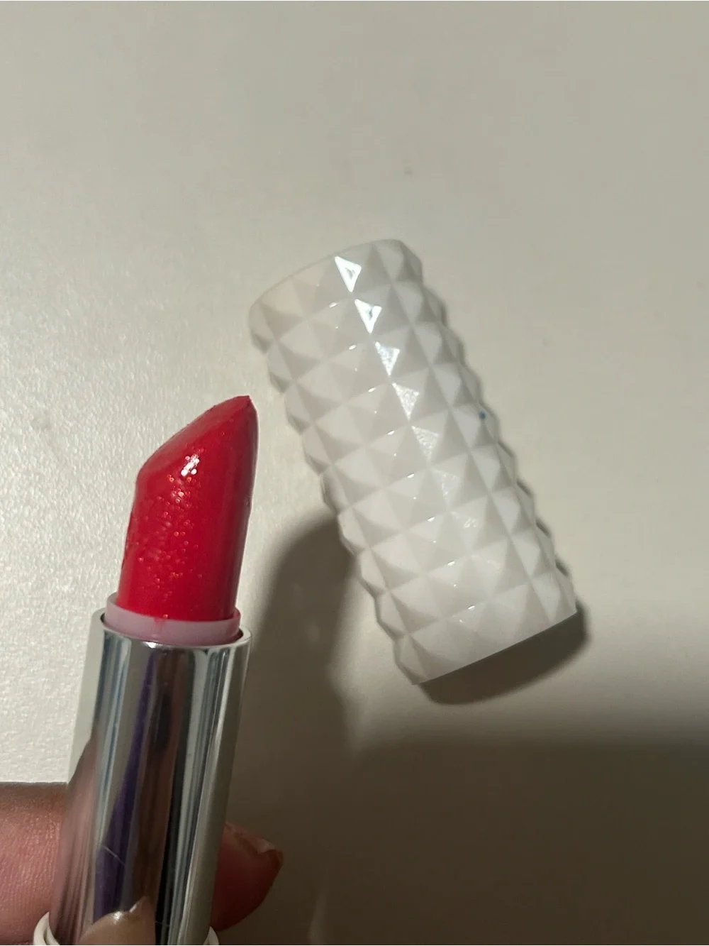 *REASONABLE OFFERS” Studded “KAT VON D” GOLD BLOODED-Shimmery Scarlet Lipstick😘
